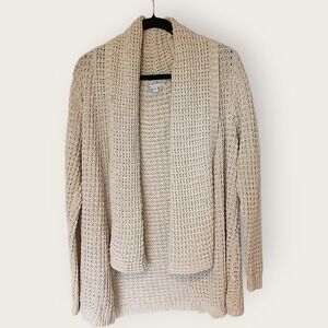 Gap Sweater Sz M Womens Open Knit Cardigan‎ Shawl Collar Beige Cozy Layer